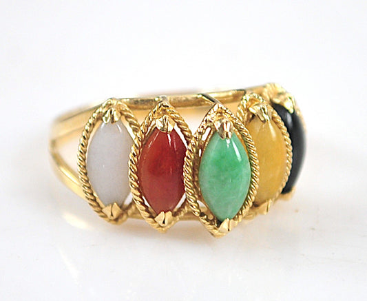 Vintage 14K Gold Jade Pyramid Ring