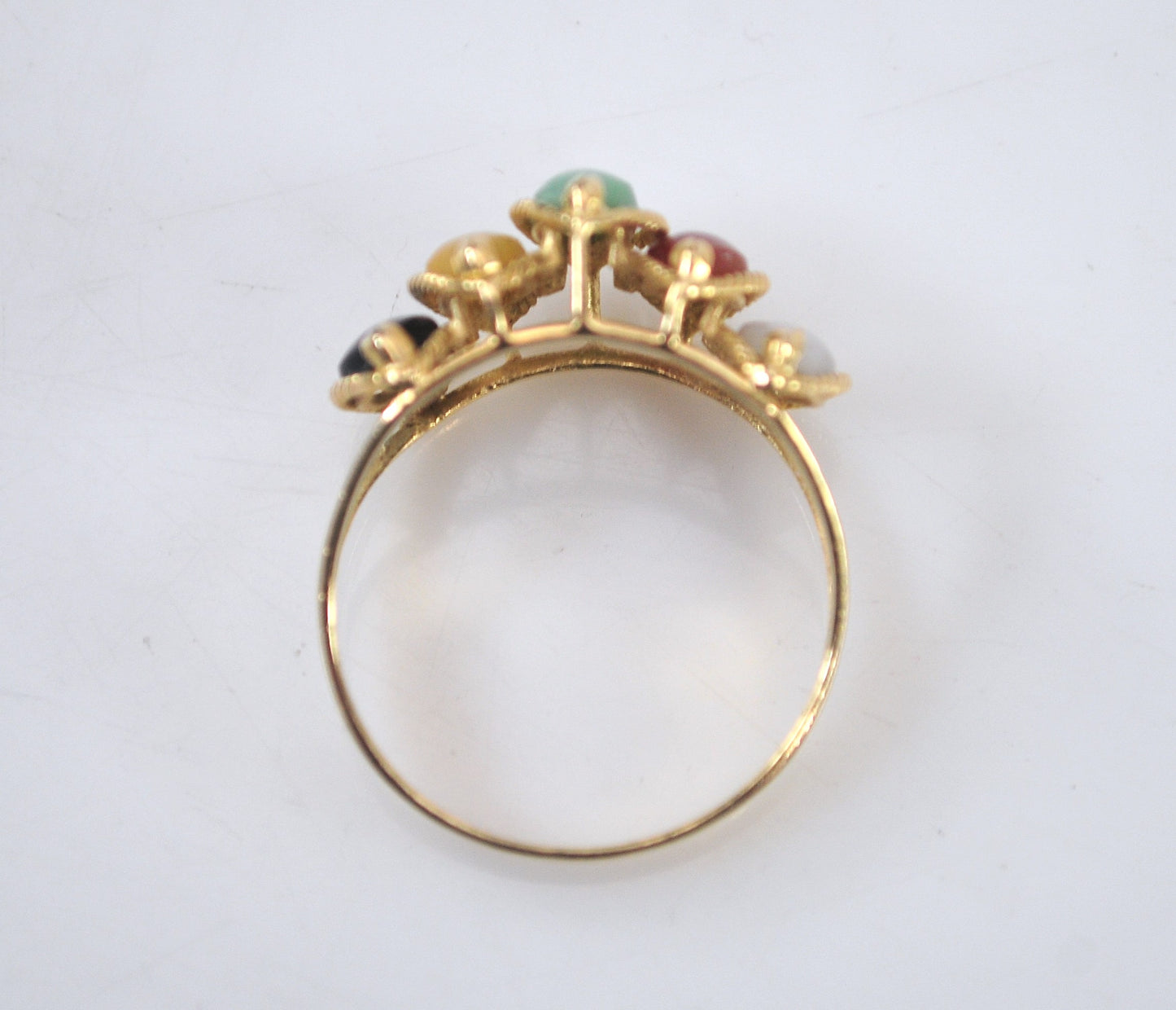 Vintage 14K Gold Jade Pyramid Ring
