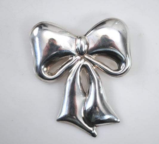 Taxco Sterling Silver Bow Brooch Pendant