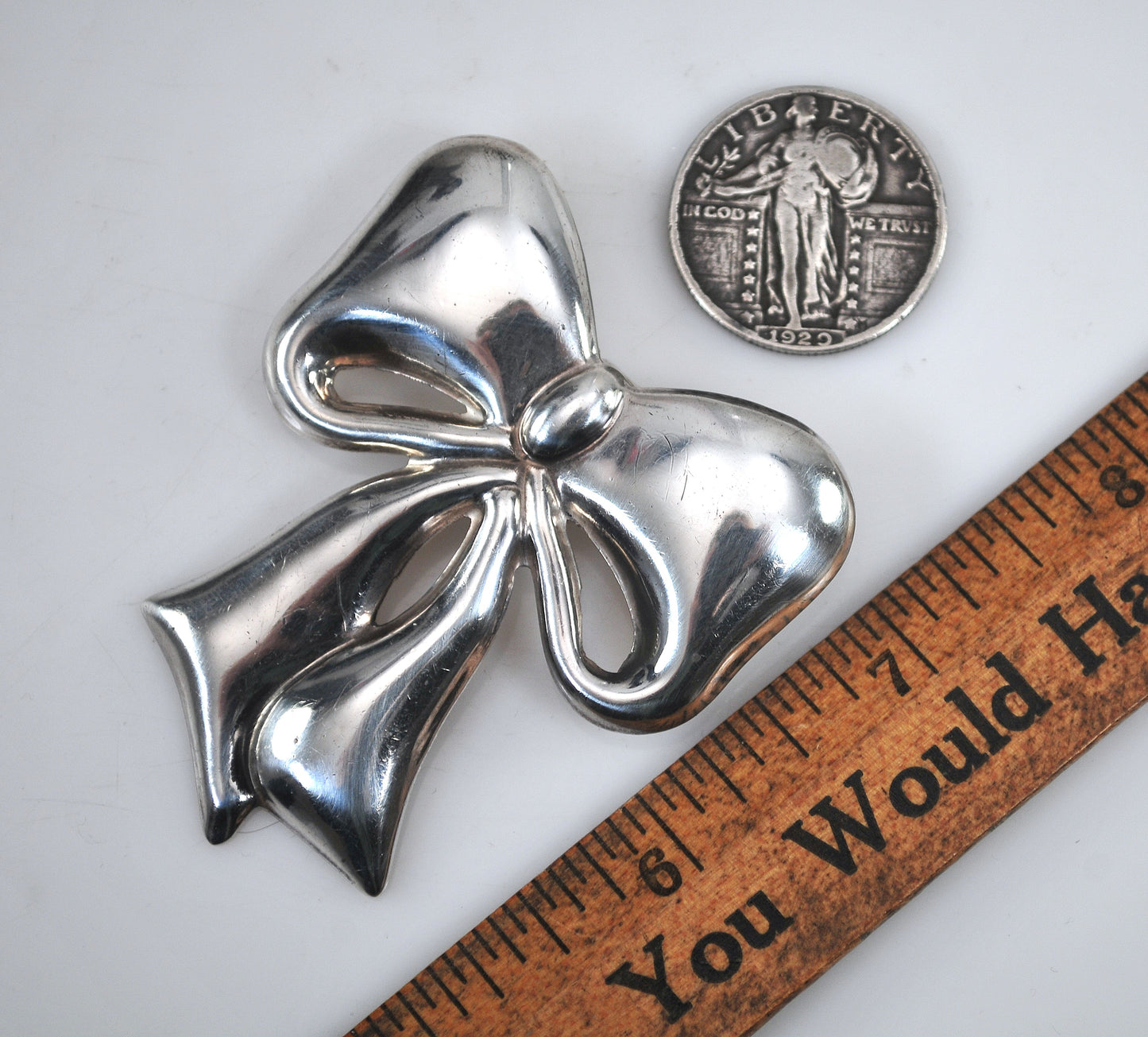 Taxco Sterling Silver Bow Brooch Pendant