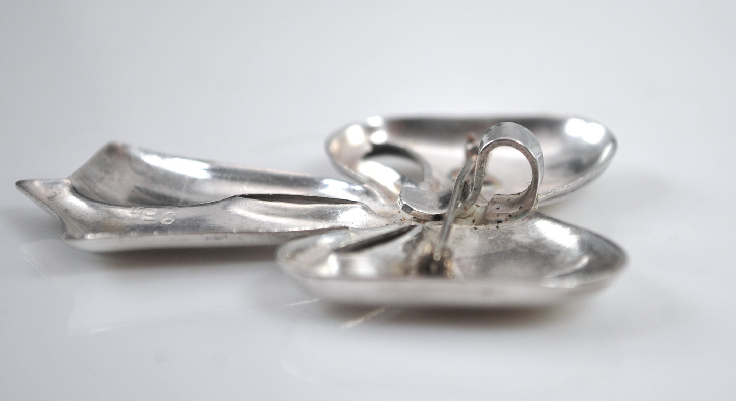 Taxco Sterling Silver Bow Brooch Pendant