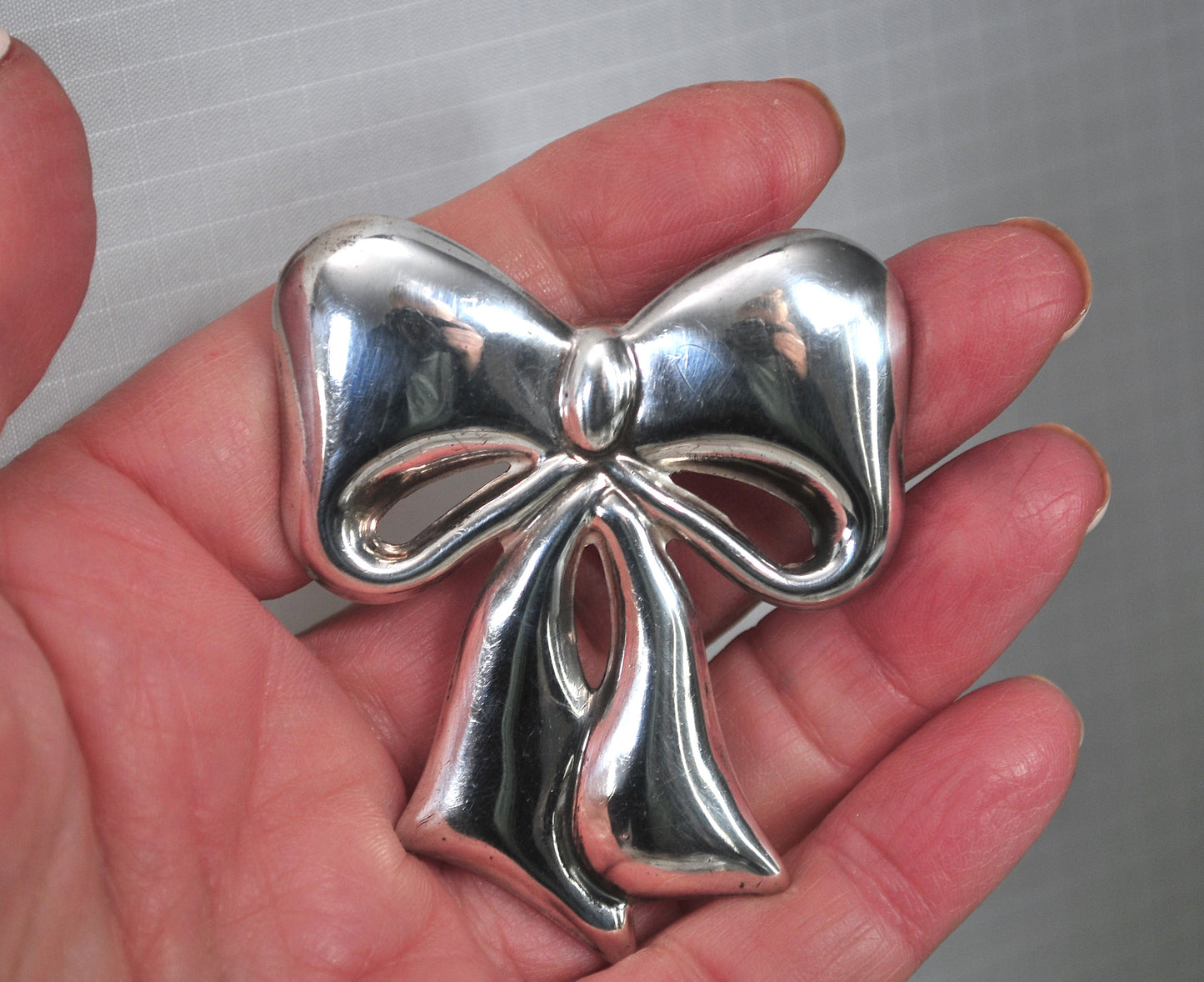 Taxco Sterling Silver Bow Brooch Pendant