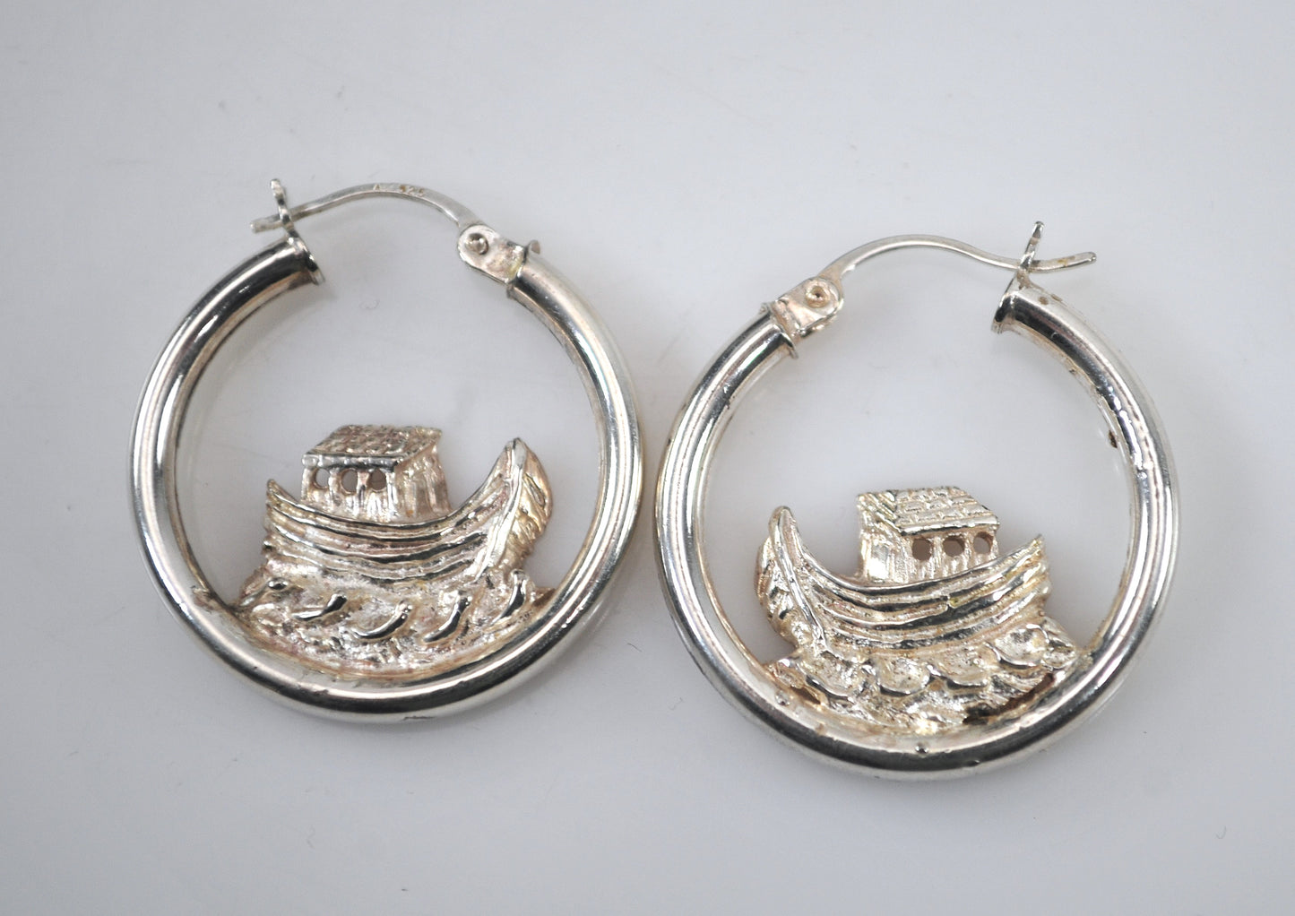Noah's Ark Sterling Silver Hoop Earrings