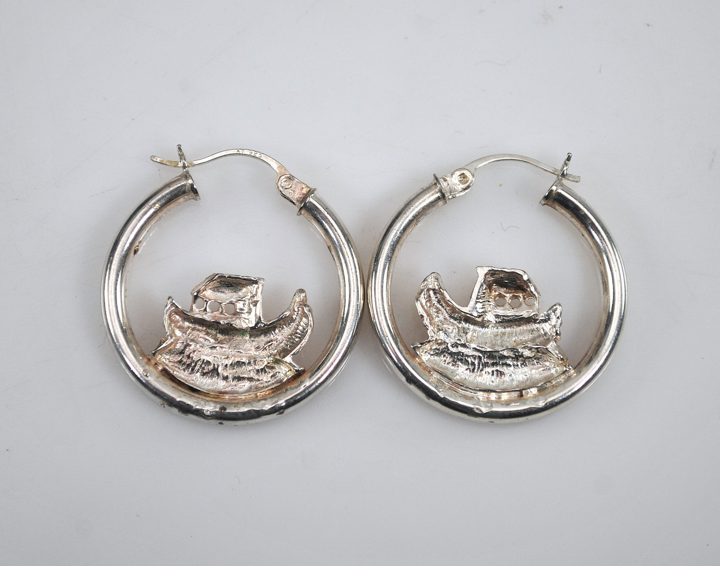 Noah's Ark Sterling Silver Hoop Earrings