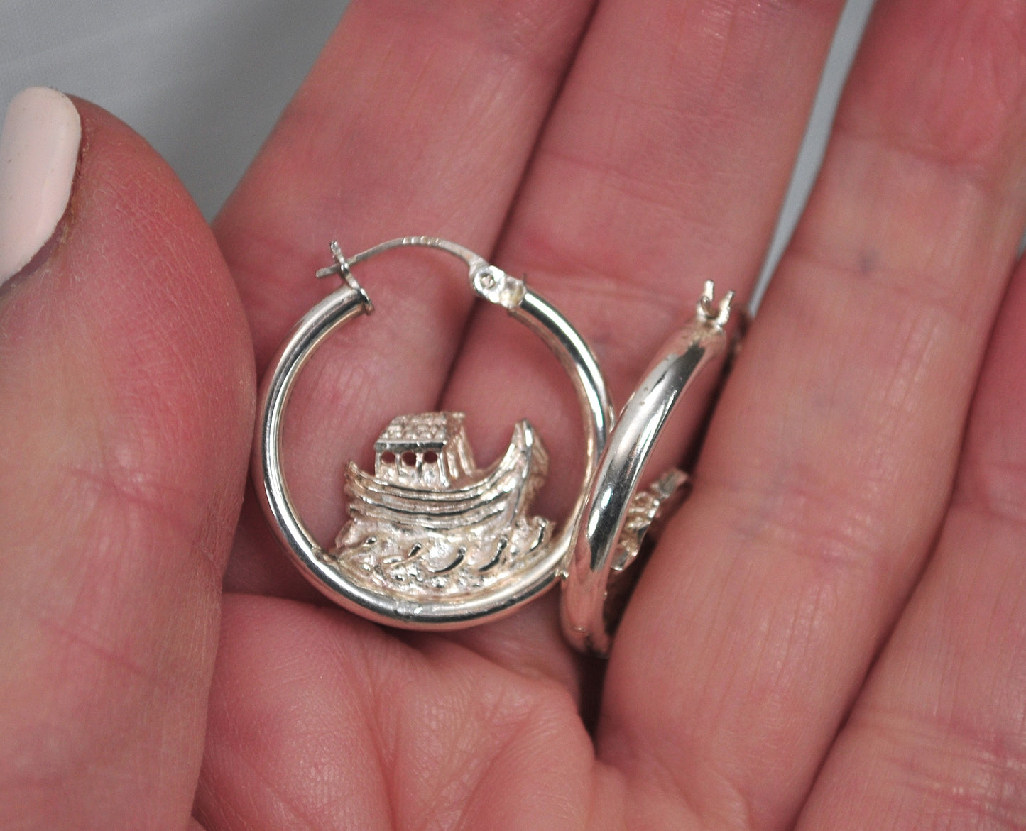 Noah's Ark Sterling Silver Hoop Earrings