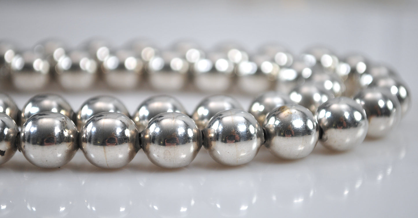 Vintage Taxco Sterling Silver 10mm Ball Necklace