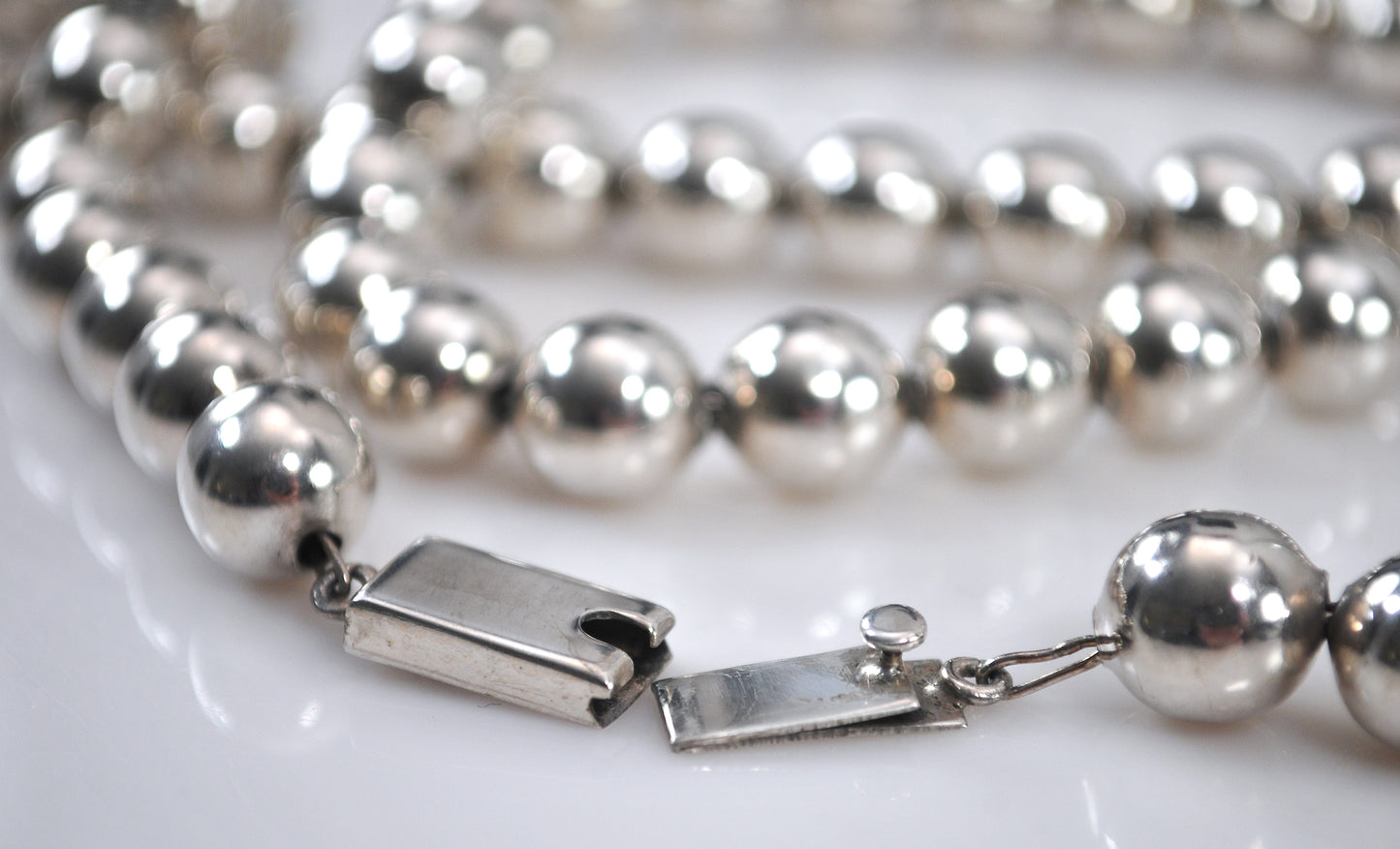 Vintage Taxco Sterling Silver 10mm Ball Necklace