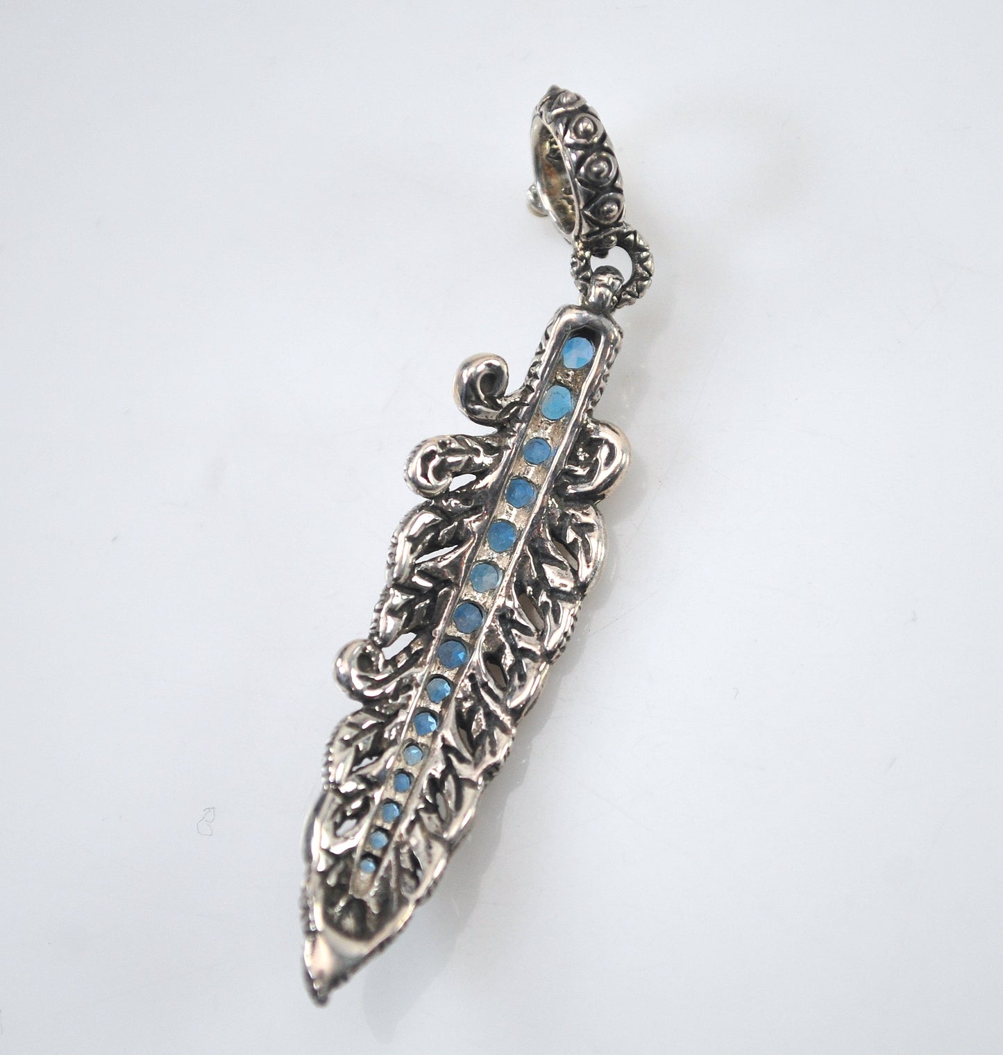 Barbara Bixby Sterling Silver 18K Gold Blue Topaz Feather Charm
