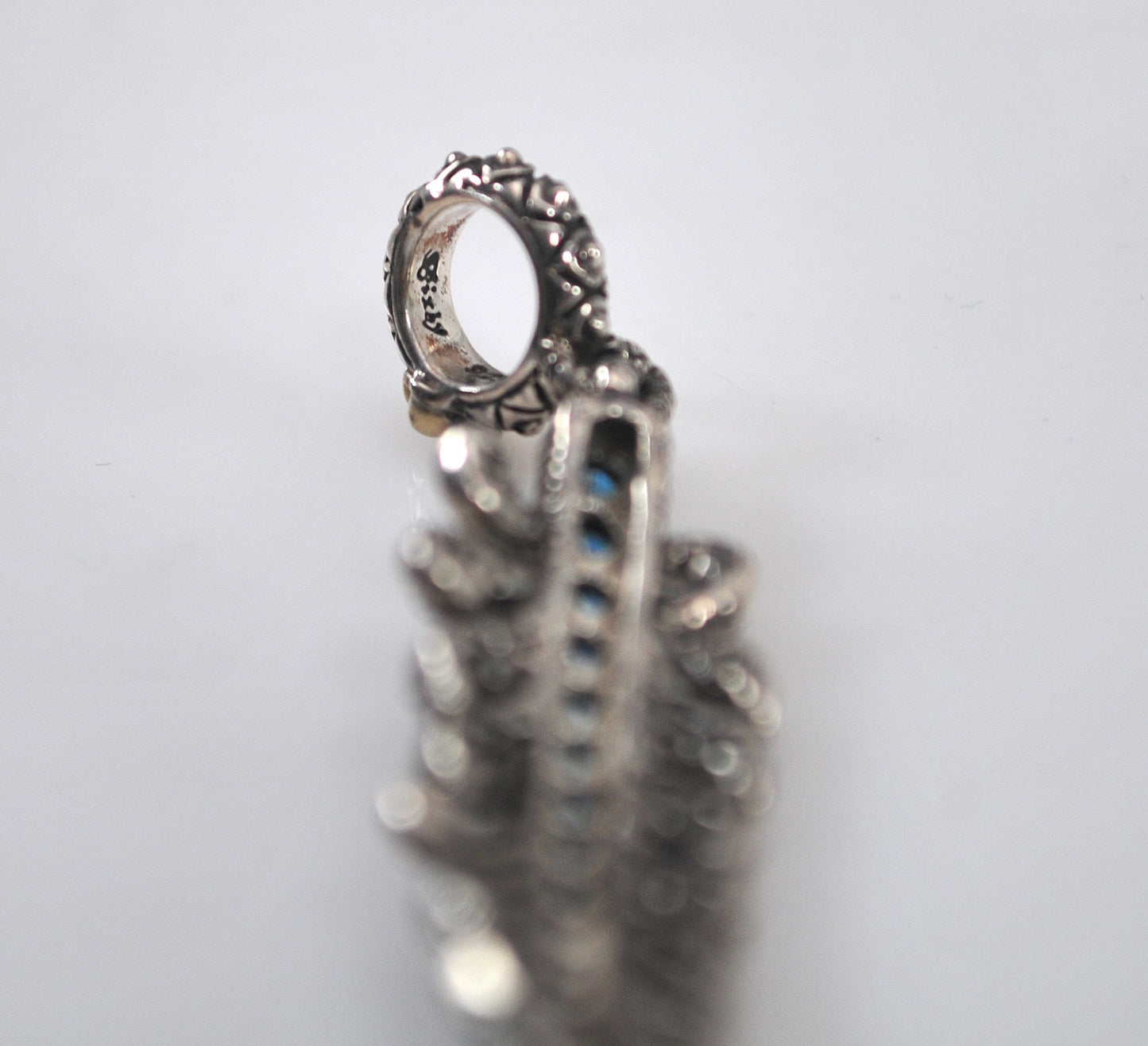Barbara Bixby Sterling Silver 18K Gold Blue Topaz Feather Charm