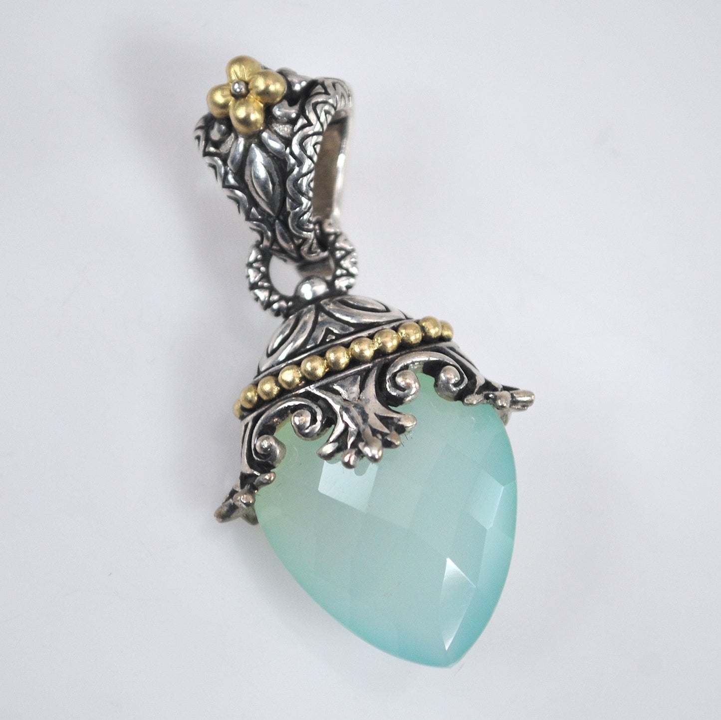 Barbara Bixby Sterling Silver 18K Gold Chalcedony Enhancer Pendant