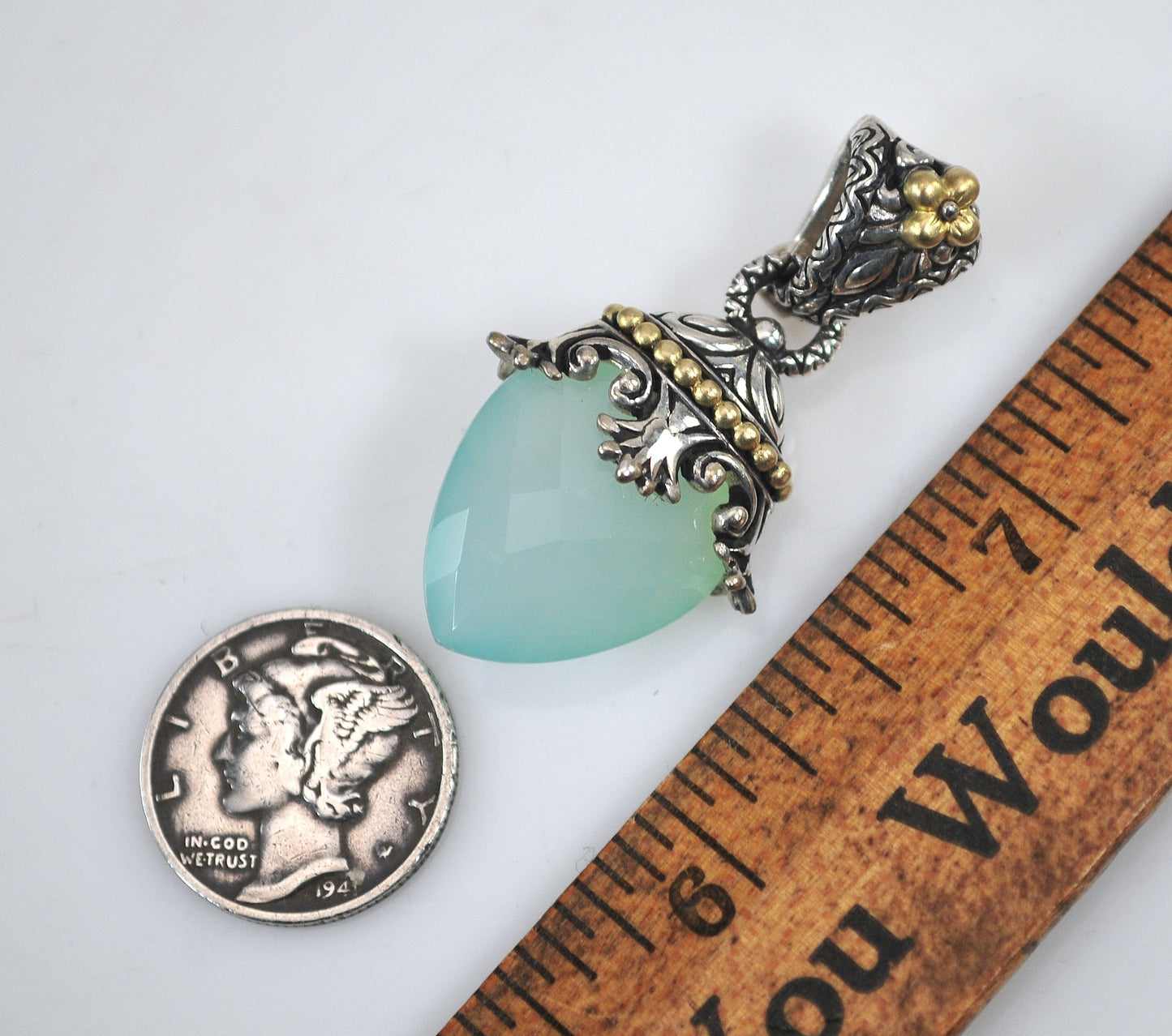 Barbara Bixby Sterling Silver 18K Gold Chalcedony Enhancer Pendant