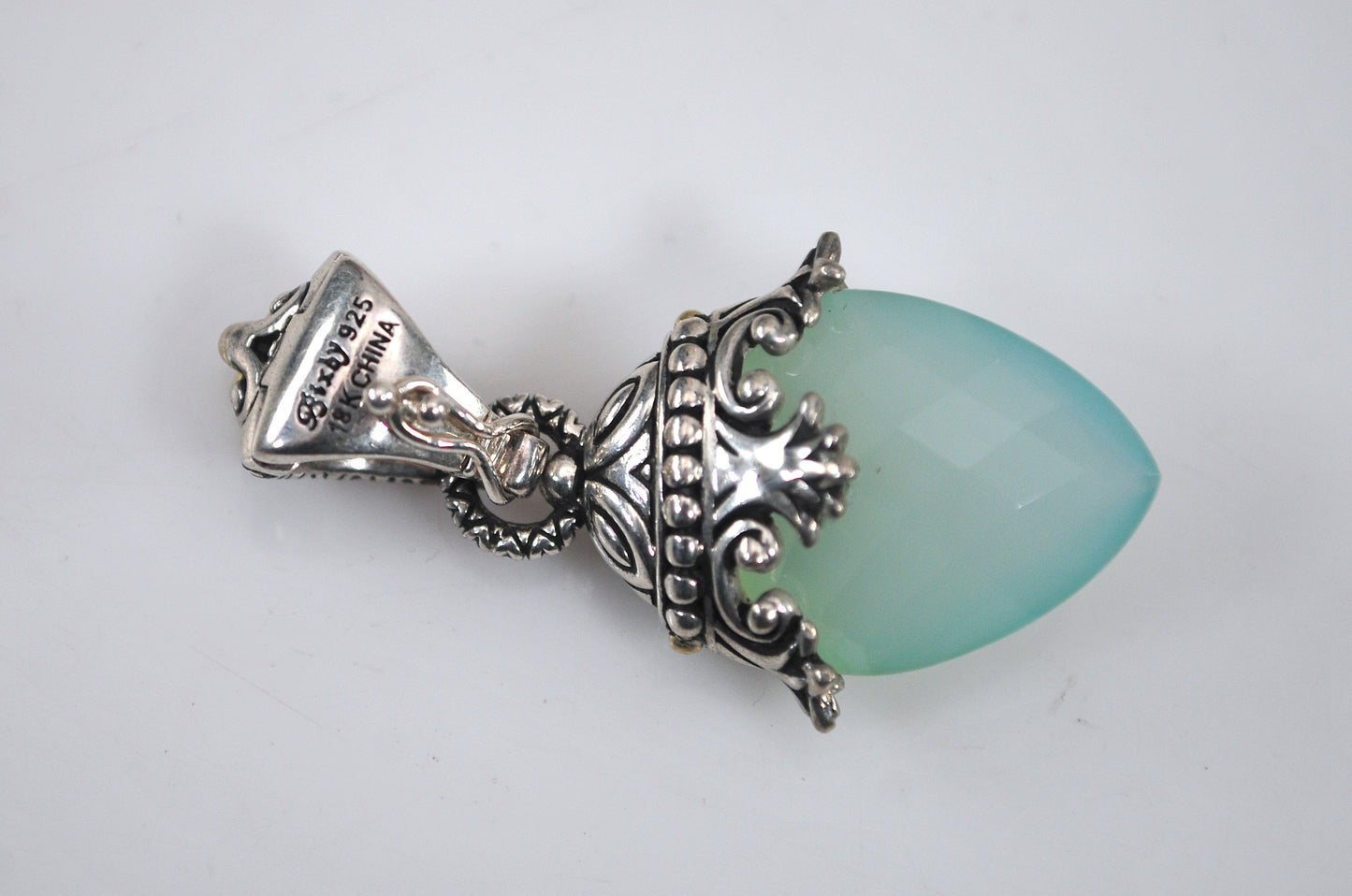 Barbara Bixby Sterling Silver 18K Gold Chalcedony Enhancer Pendant