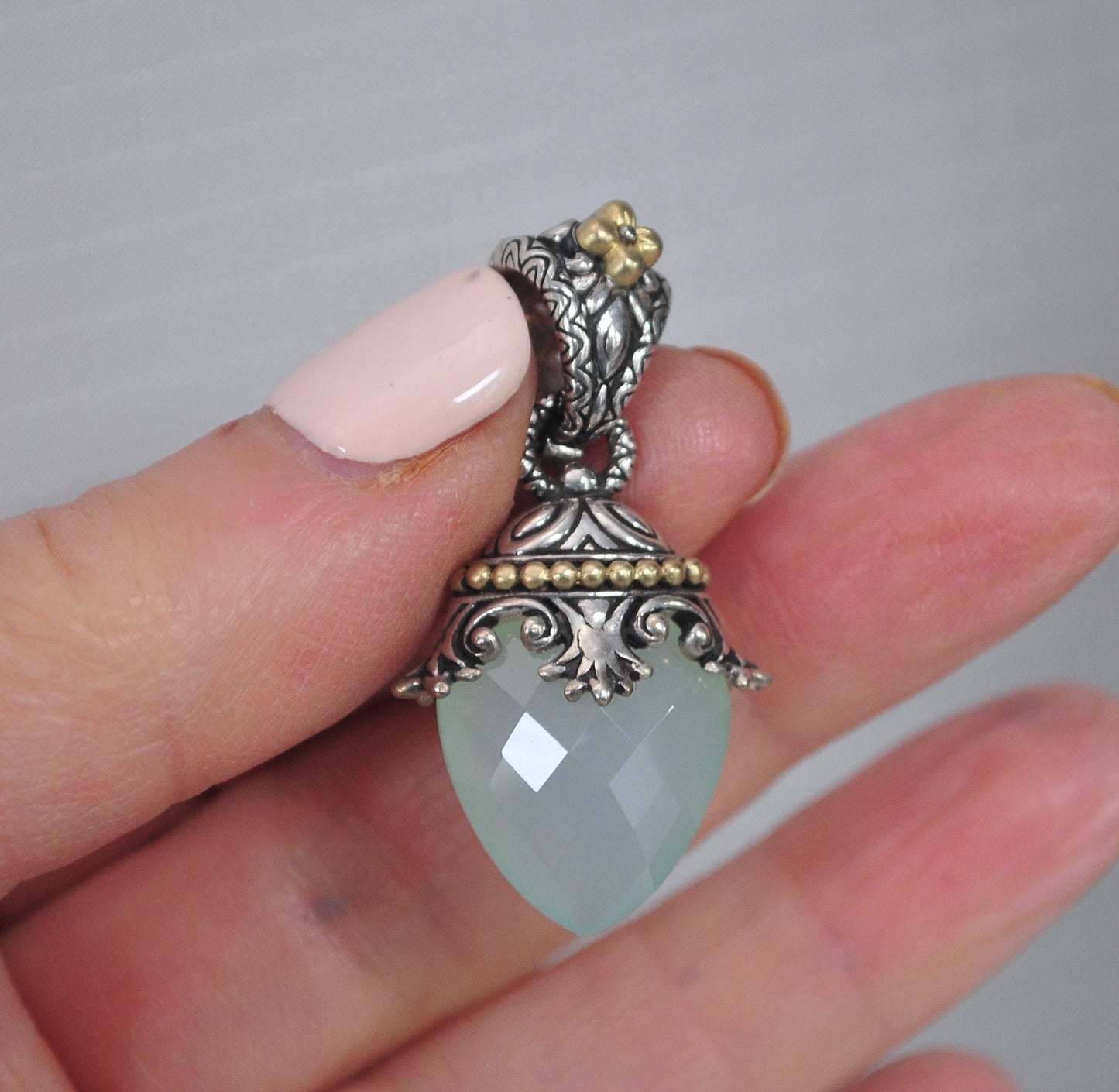 Barbara Bixby Sterling Silver 18K Gold Chalcedony Enhancer Pendant