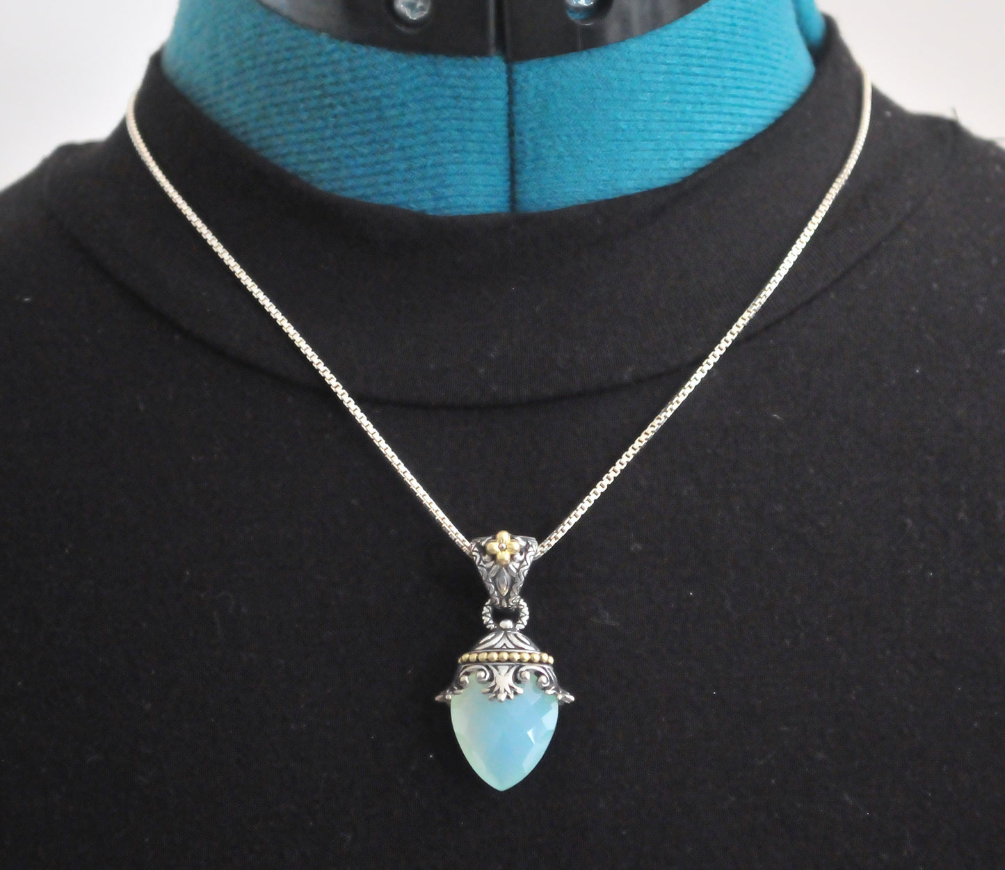 Barbara Bixby Sterling Silver 18K Gold Chalcedony Enhancer Pendant