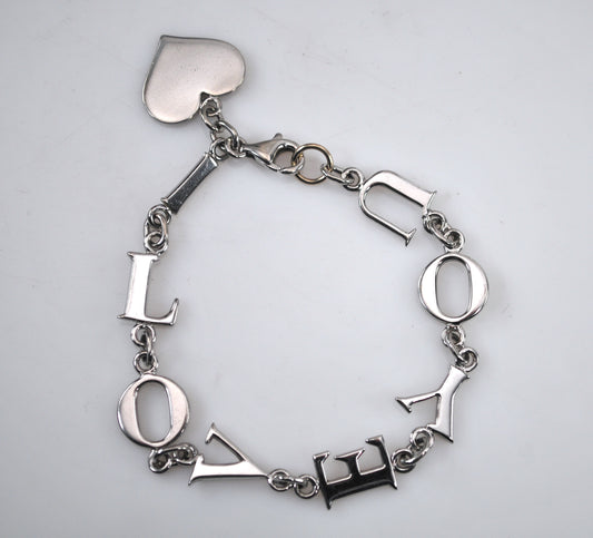 Sterling Silver I LOVE YOU Heart Bracelet