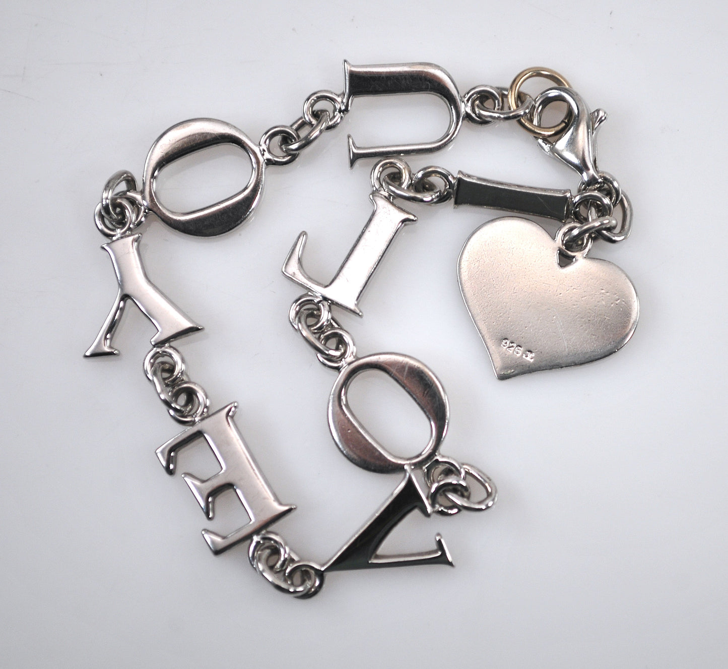 Sterling Silver I LOVE YOU Heart Bracelet