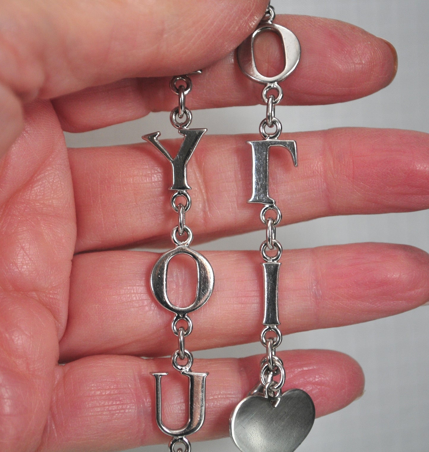 Sterling Silver I LOVE YOU Heart Bracelet