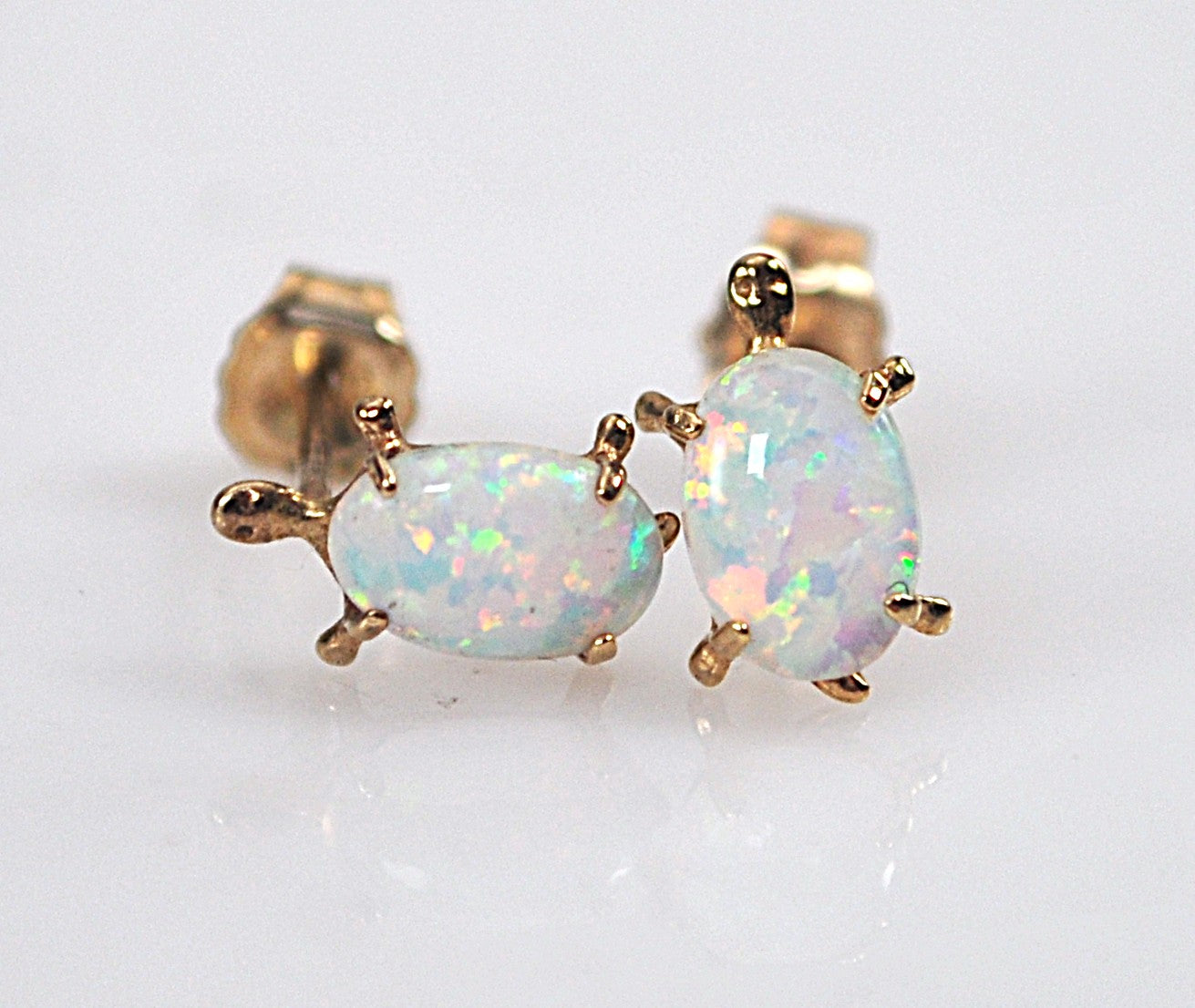 SMALL 14K Gold Opal Earrings
