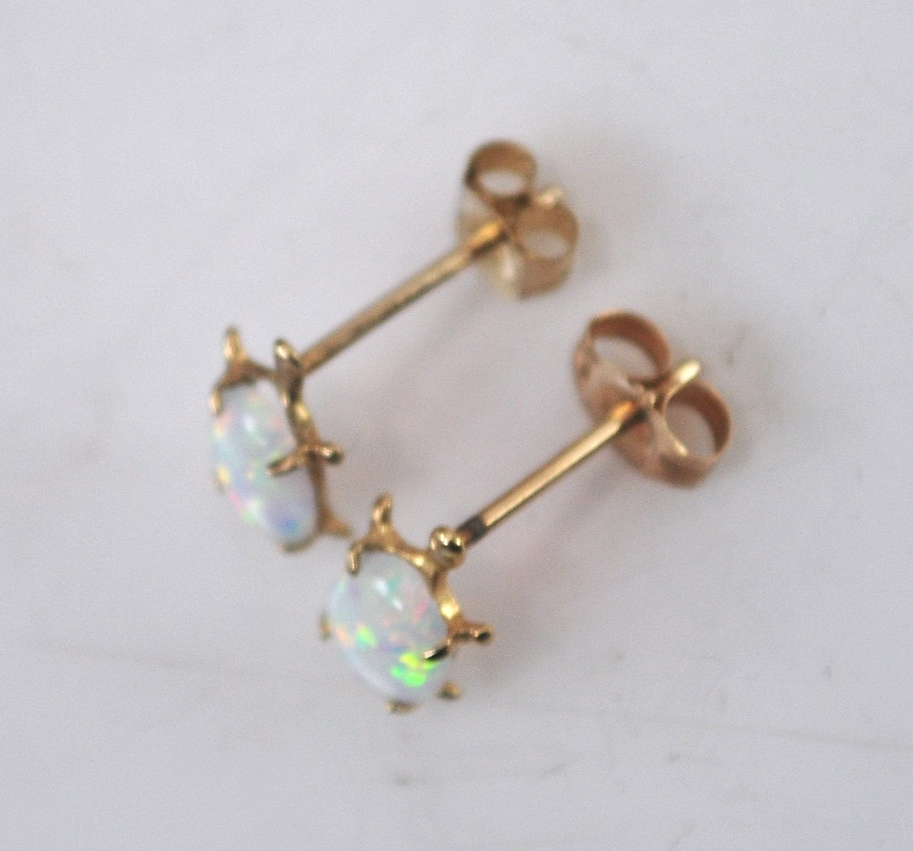 SMALL 14K Gold Opal Earrings