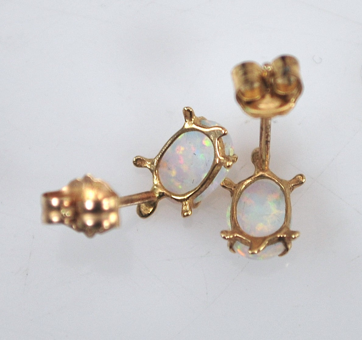 SMALL 14K Gold Opal Earrings