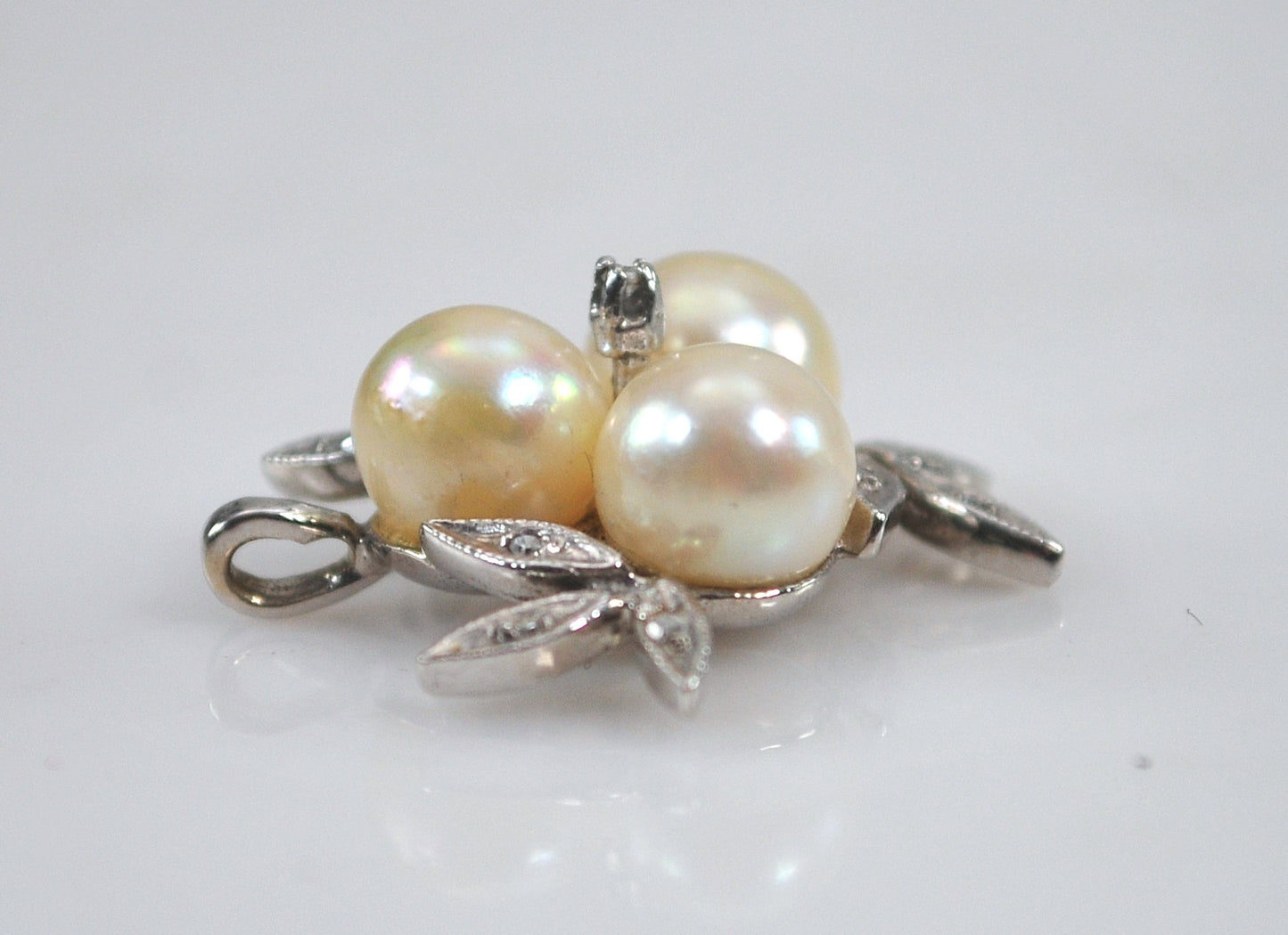 14K Gold Pearl Diamond Pendant