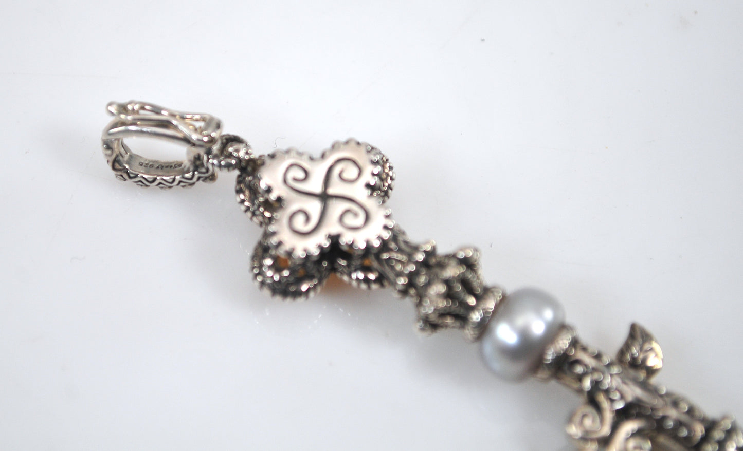 Barbara Bixby Sterling Silver 18K Gold Citrine Pearl Key Enhancer Pendant