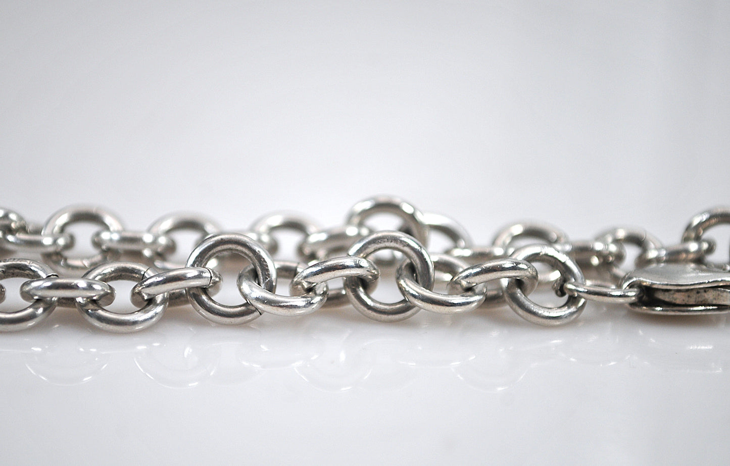 Sterling Silver Rolo Heart Tag Bracelet