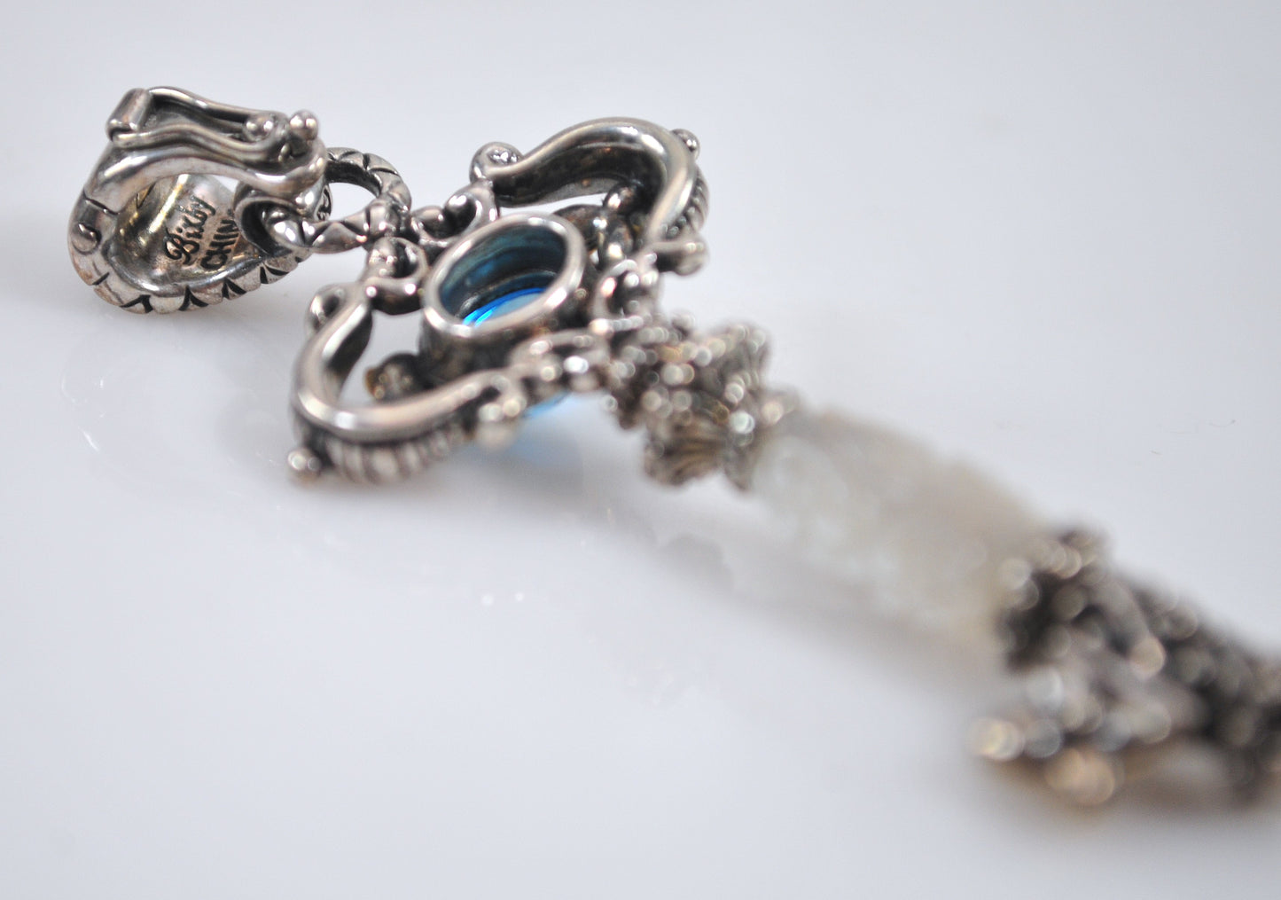 Barbara Bixby Sterling Silver 18K Gold Blue Topaz Mother of Pearl Key Enhancer Pendant