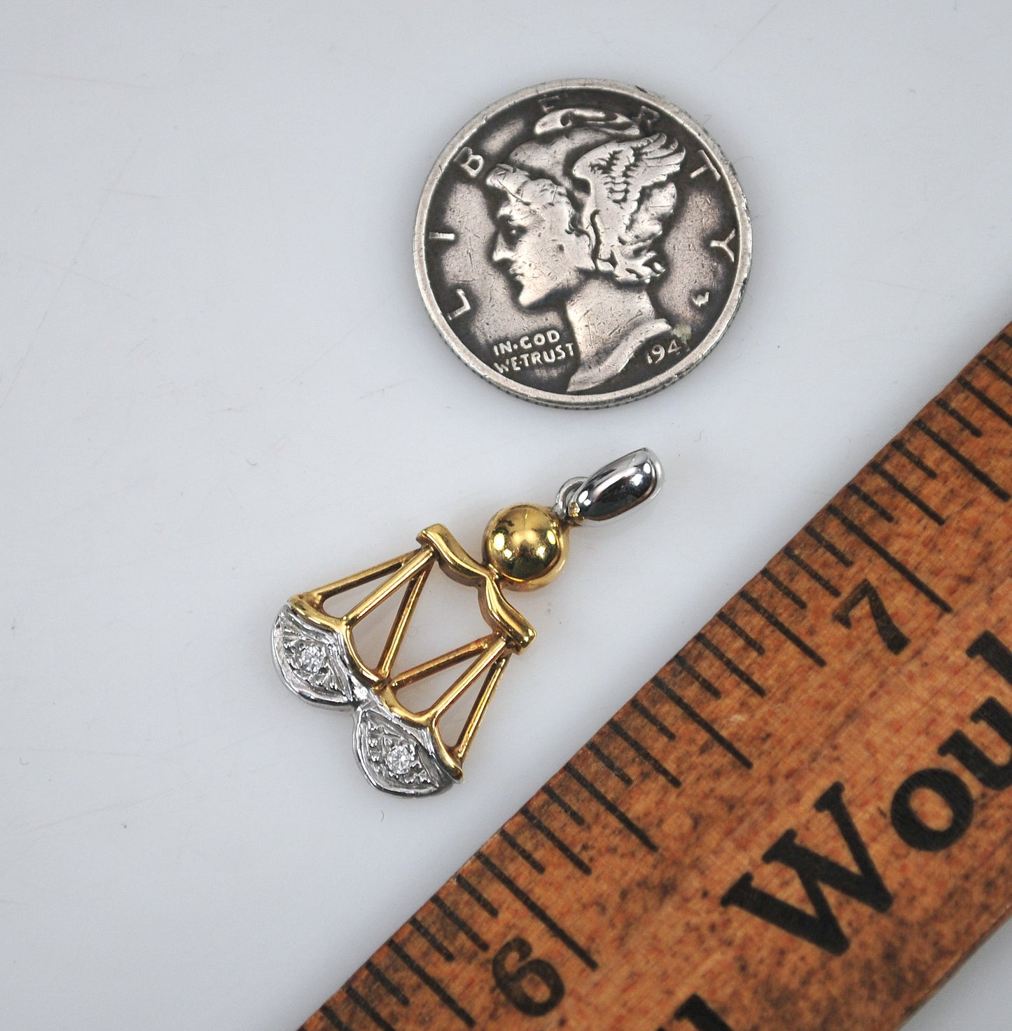 18K Gold Vicenza Diamond Scales Pendant or Charm