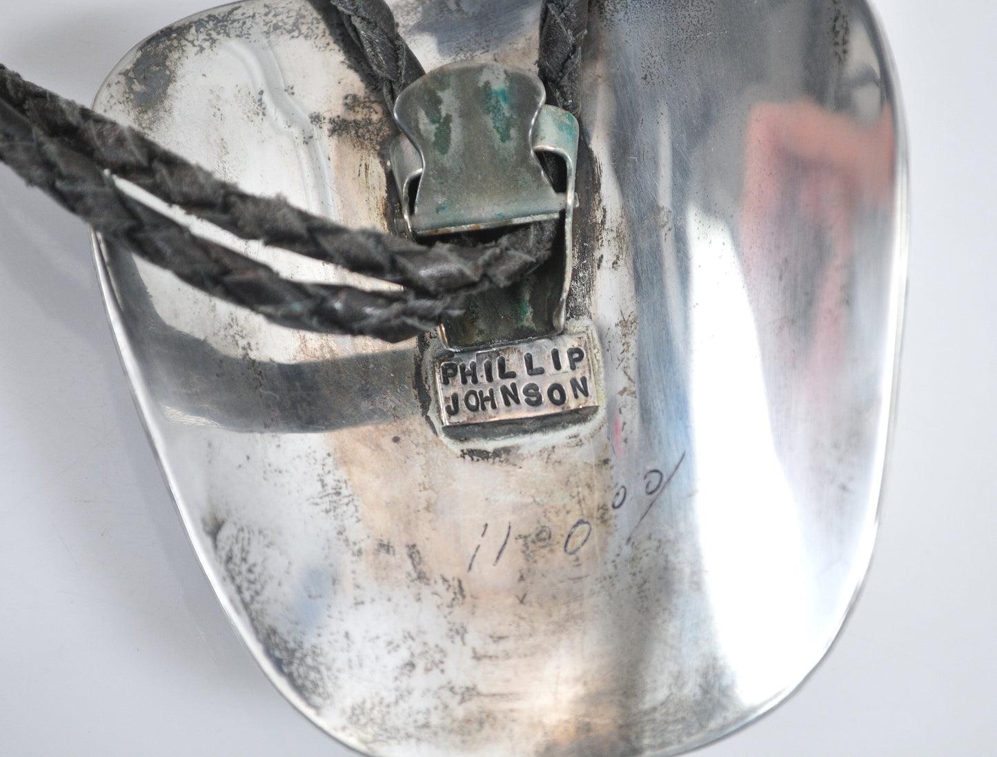 Signed Native American Sterling Silver Cardinal Inlay Bolo Tie