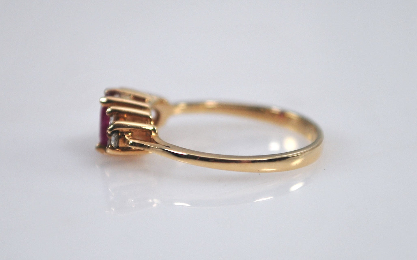 Small Size 14K Gold Ruby Diamond Ring