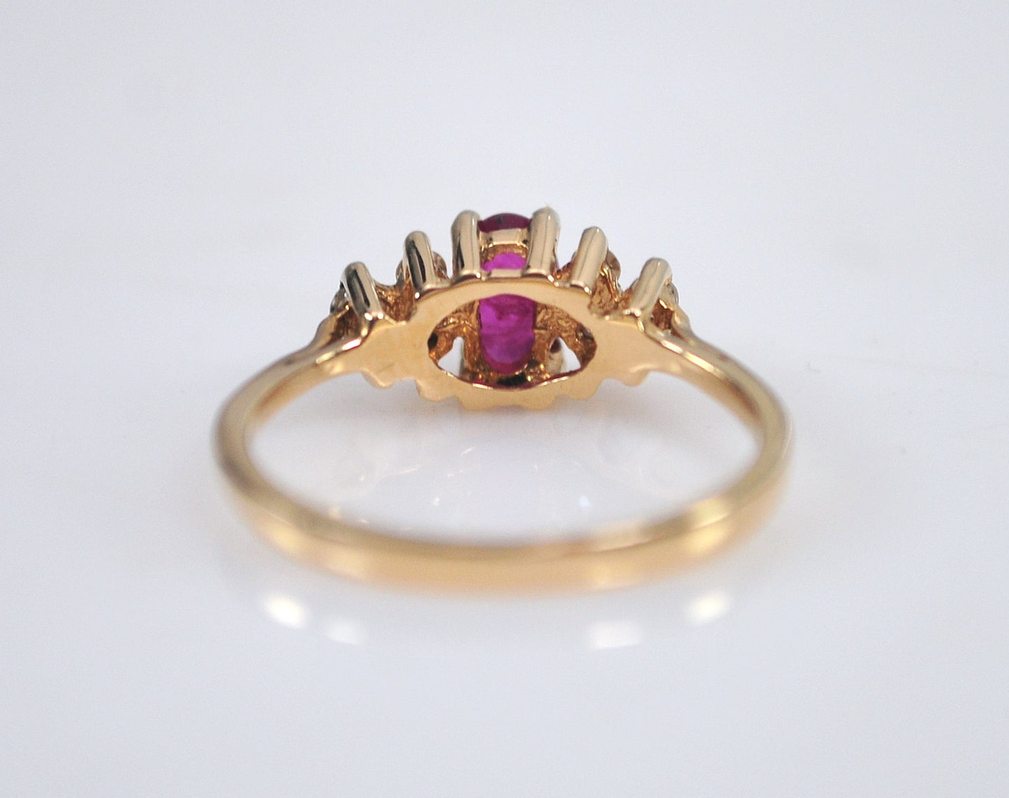 Small Size 14K Gold Ruby Diamond Ring