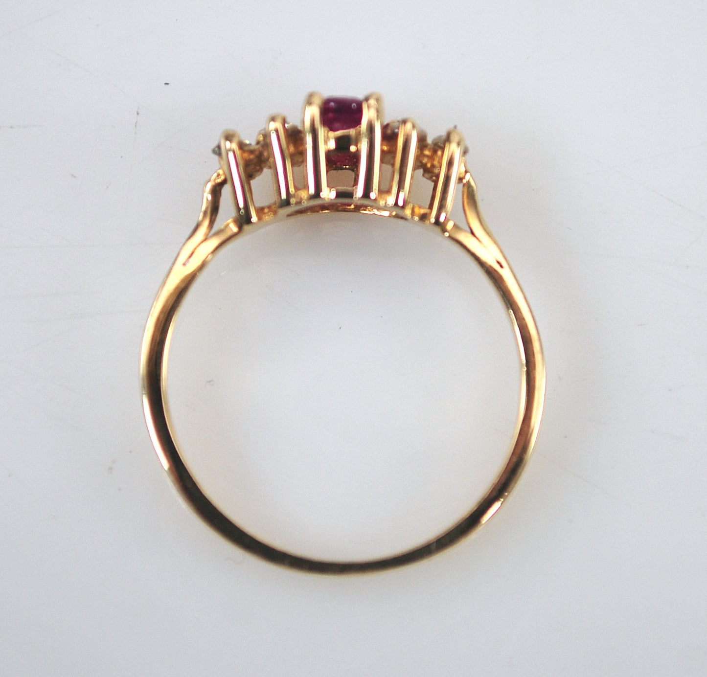 Small Size 14K Gold Ruby Diamond Ring