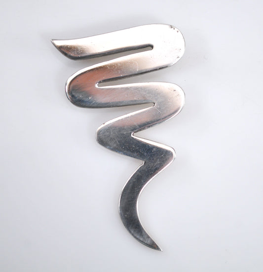 Large Vintage Taxco Sterling Silver Tornado Brooch Pendant
