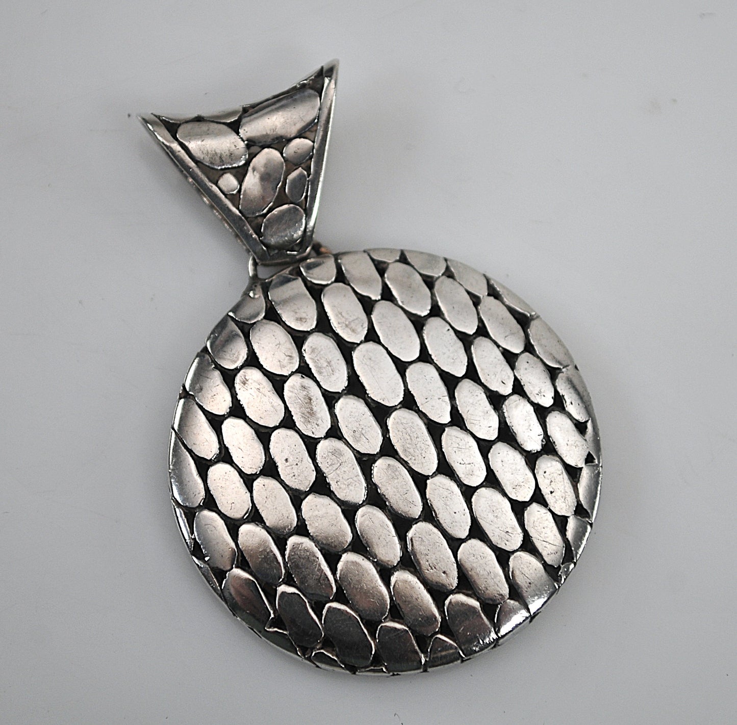 Large Sterling Silver Round Filagree Slider Pendant