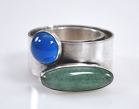 Rebecca Norman Chalcedony Aventurine Sterling Silver Chunky Ring