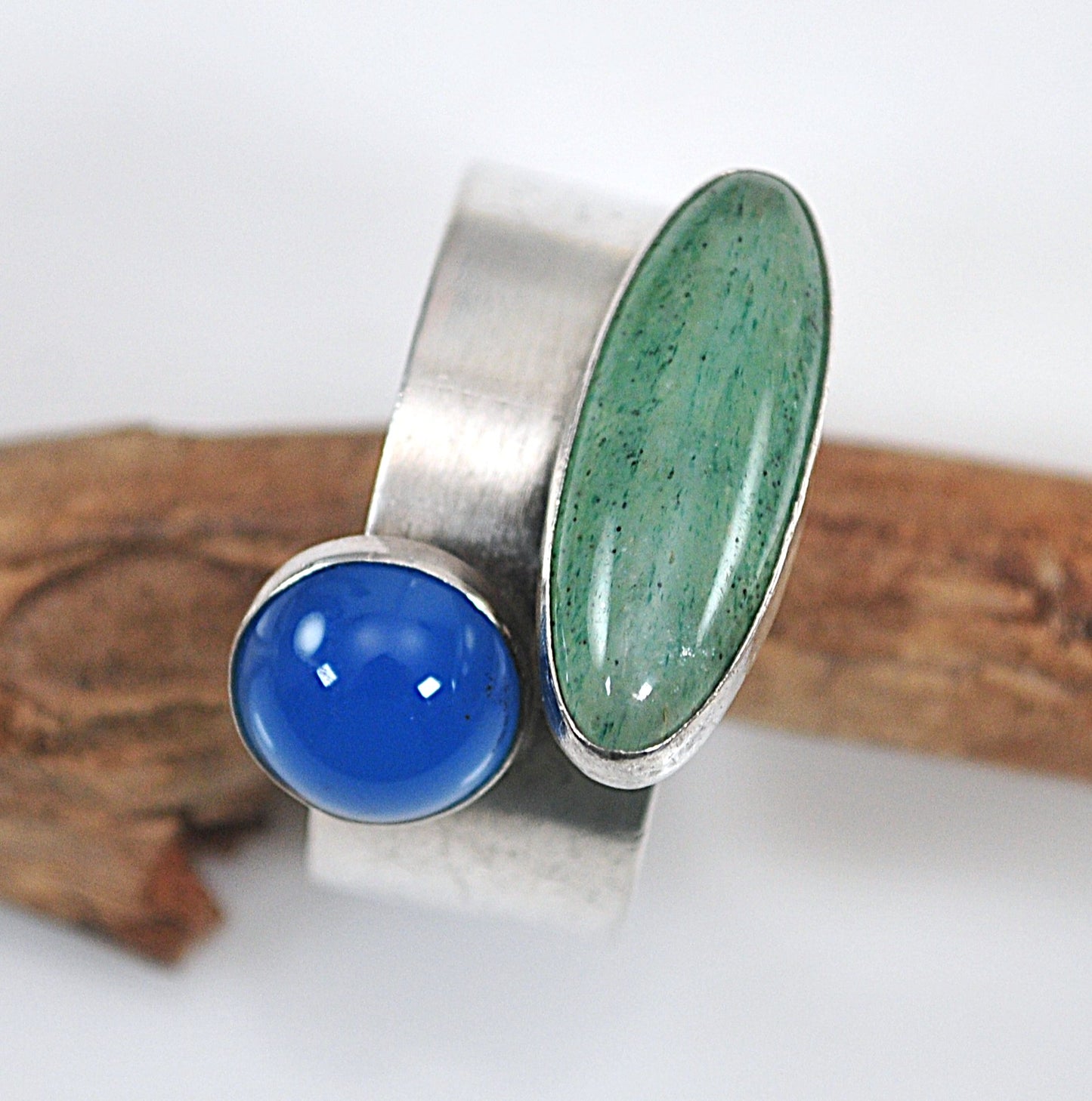 Rebecca Norman Chalcedony Aventurine Sterling Silver Chunky Ring