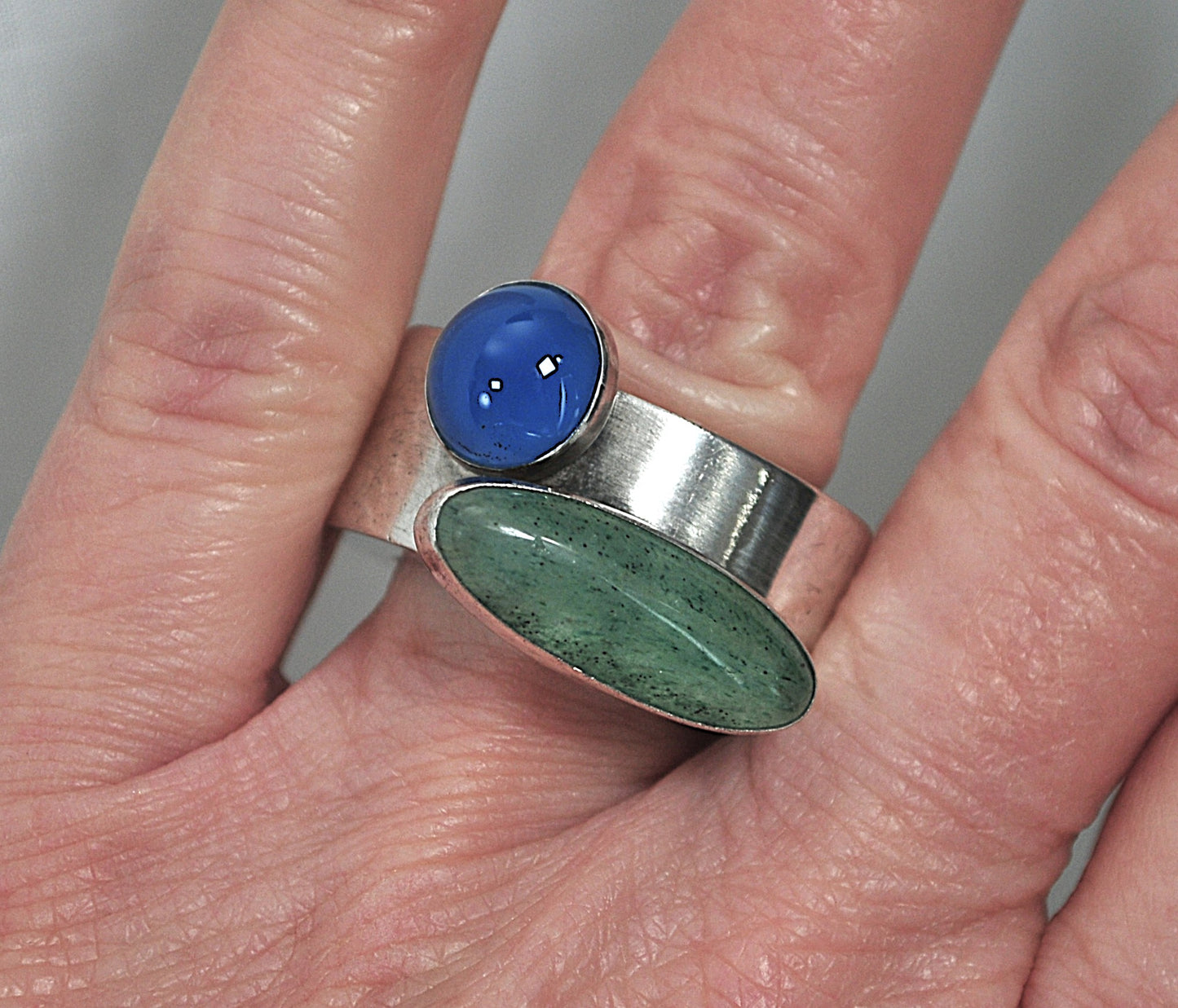 Rebecca Norman Chalcedony Aventurine Sterling Silver Chunky Ring