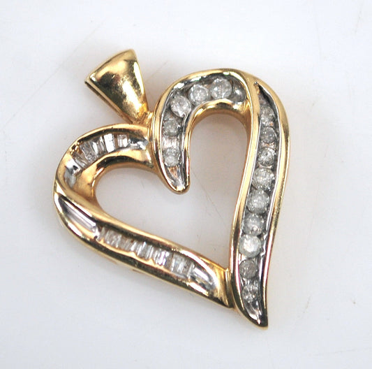 10K Gold Diamond Heart Pendant