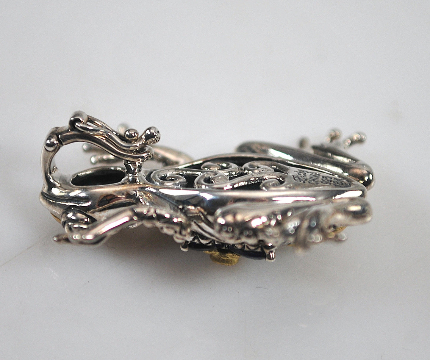 Barbara Bixby Sterling Silver 18K Gold Iolite Frog Enhancer Pendant