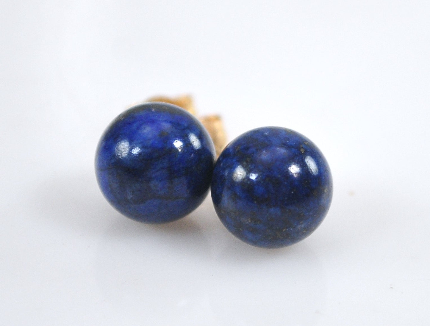 14K Gold Lapis Stud Earrings