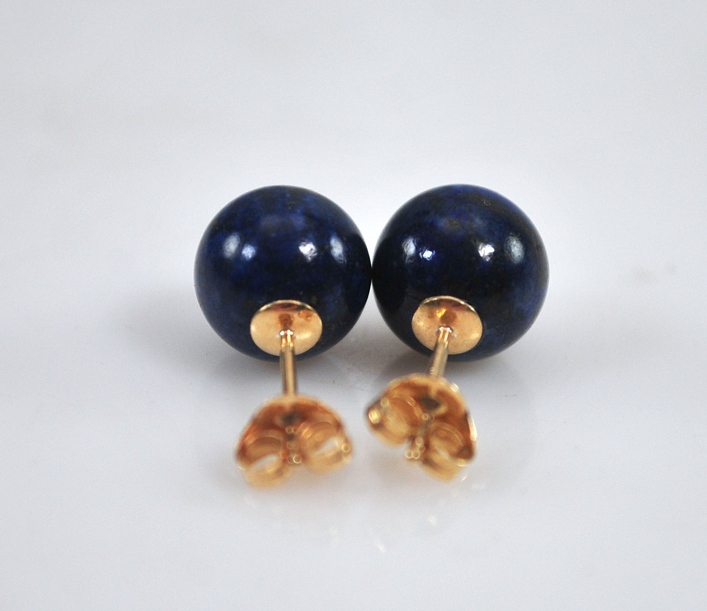 14K Gold Lapis Stud Earrings