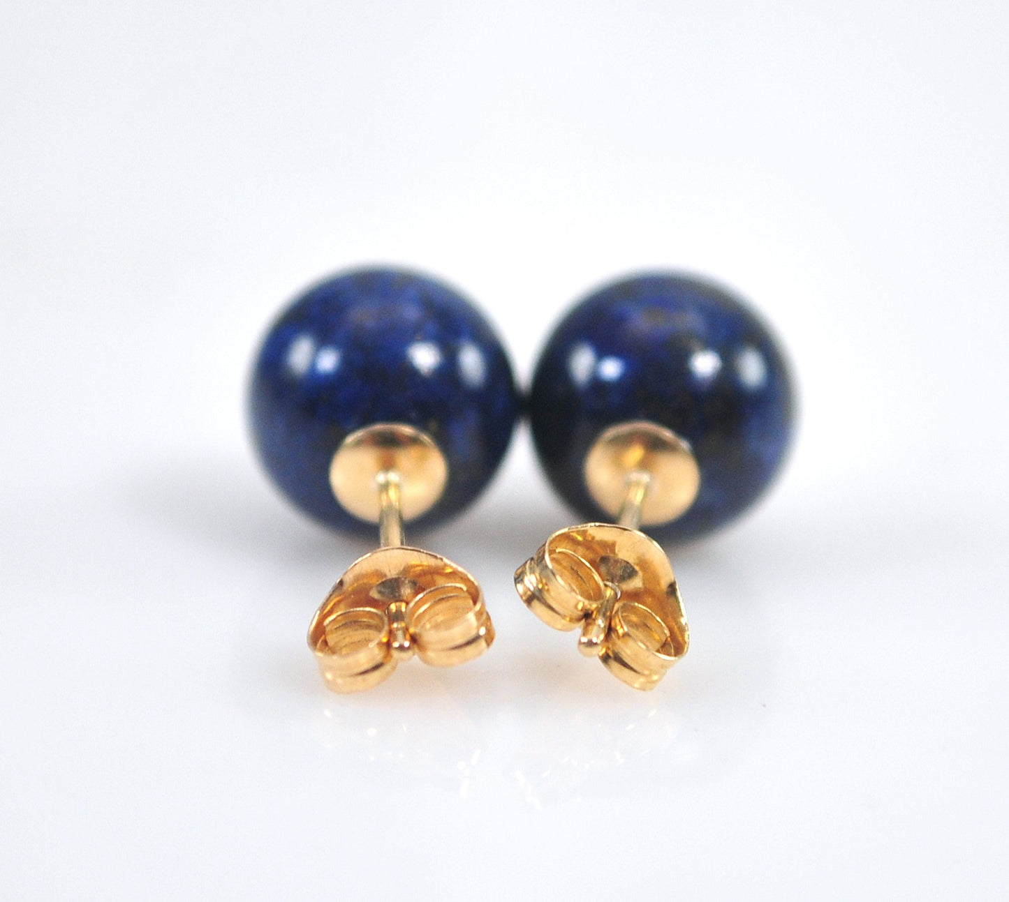 14K Gold Lapis Stud Earrings