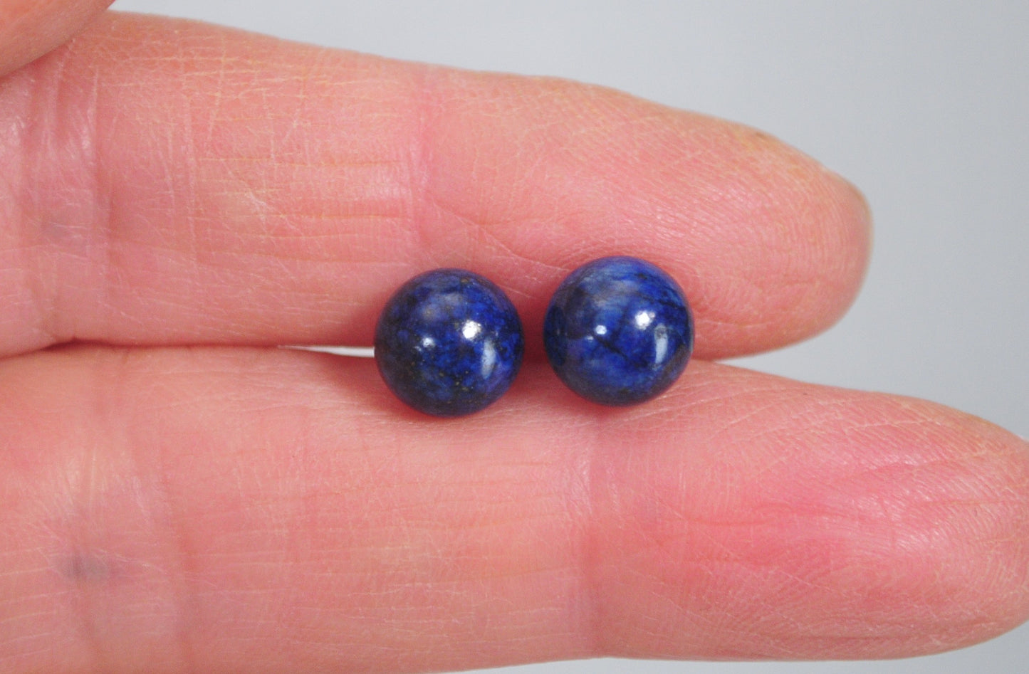 14K Gold Lapis Stud Earrings