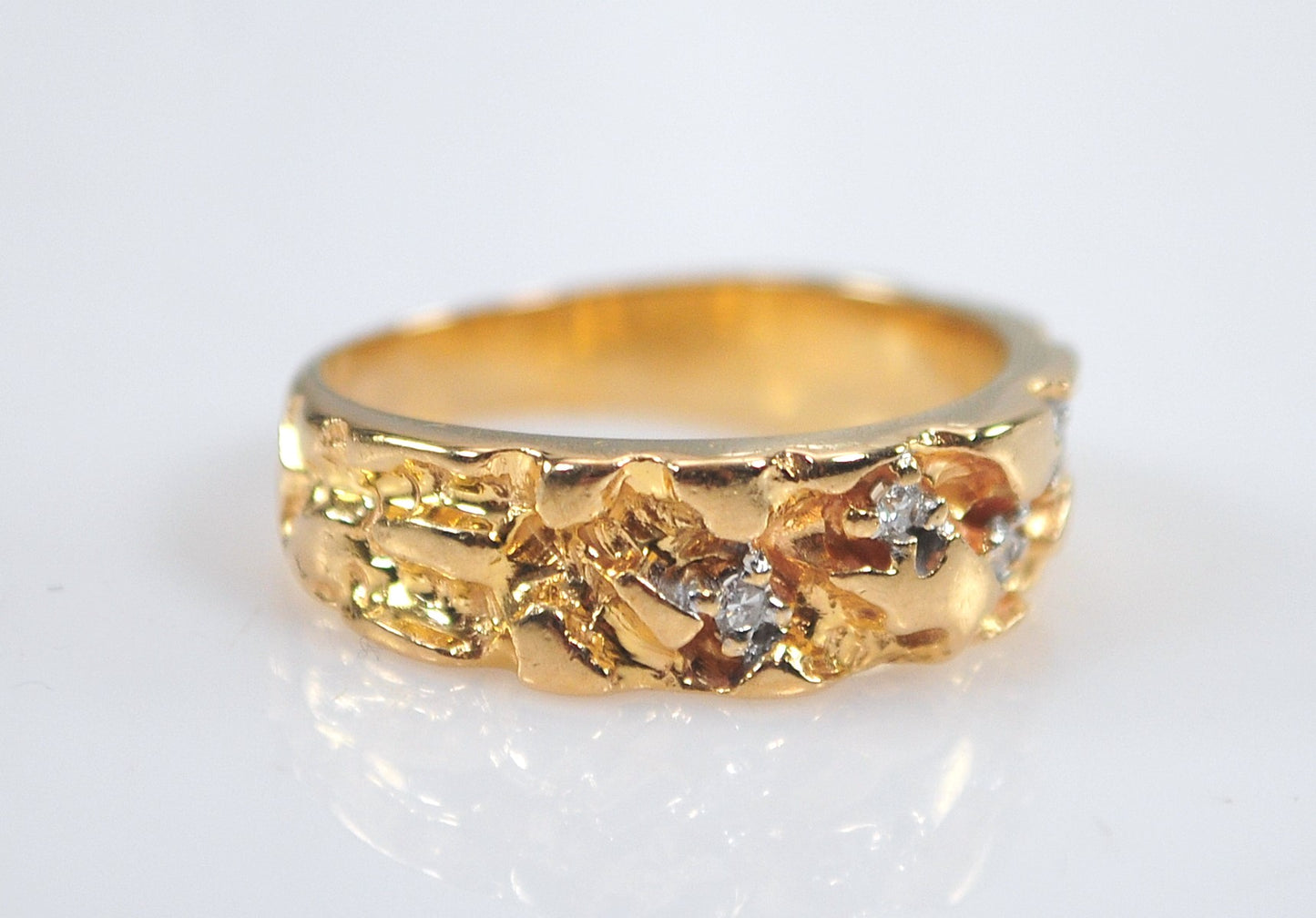 14K Gold Diamond Nugget Ring