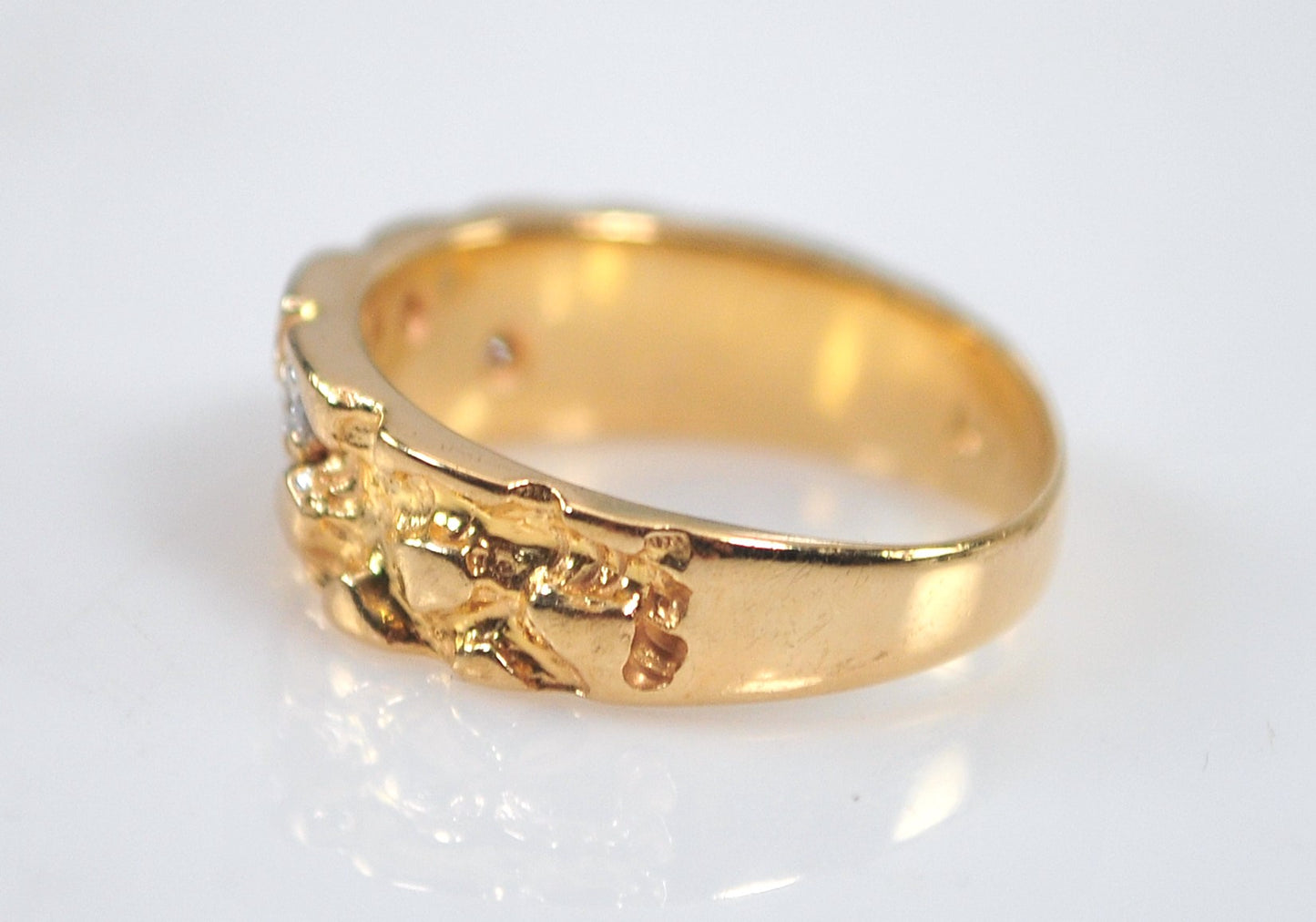 14K Gold Diamond Nugget Ring