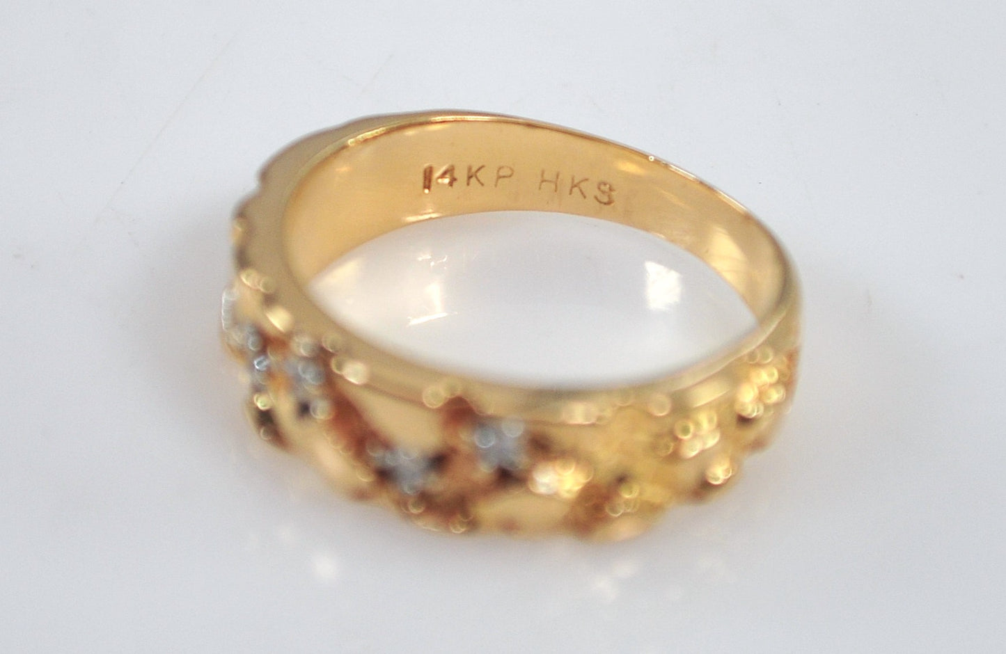 14K Gold Diamond Nugget Ring