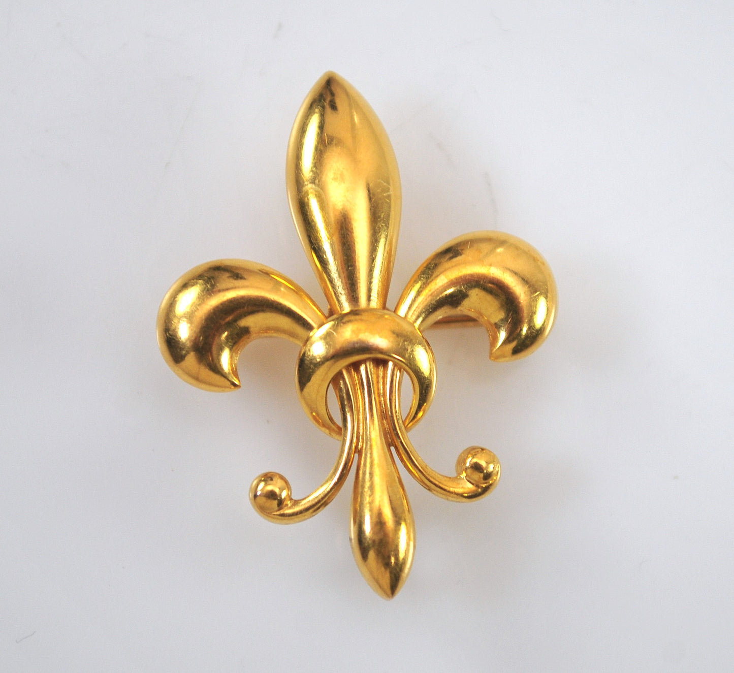Vintage 14K Gold Fleur de Lis Brooch Clip Pendant