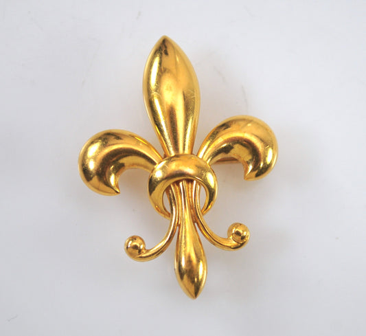 Vintage 14K Gold Fleur de Lis Brooch Clip Pendant