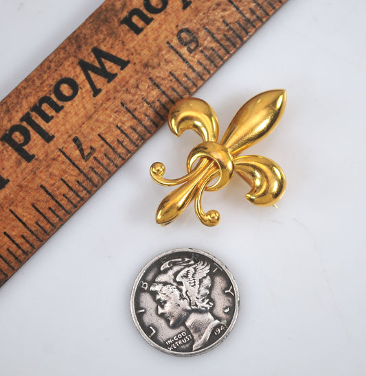 Vintage 14K Gold Fleur de Lis Brooch Clip Pendant